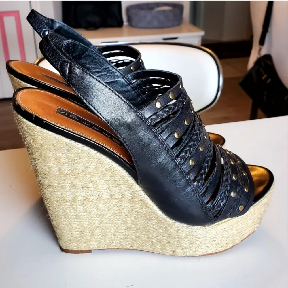 Steve Madden Leather Sling Back Espadrilles